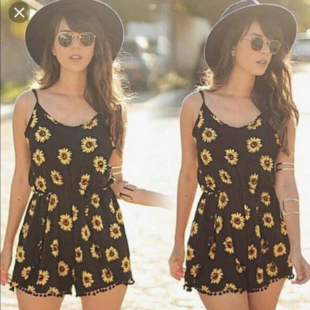Sunflower romper NWT